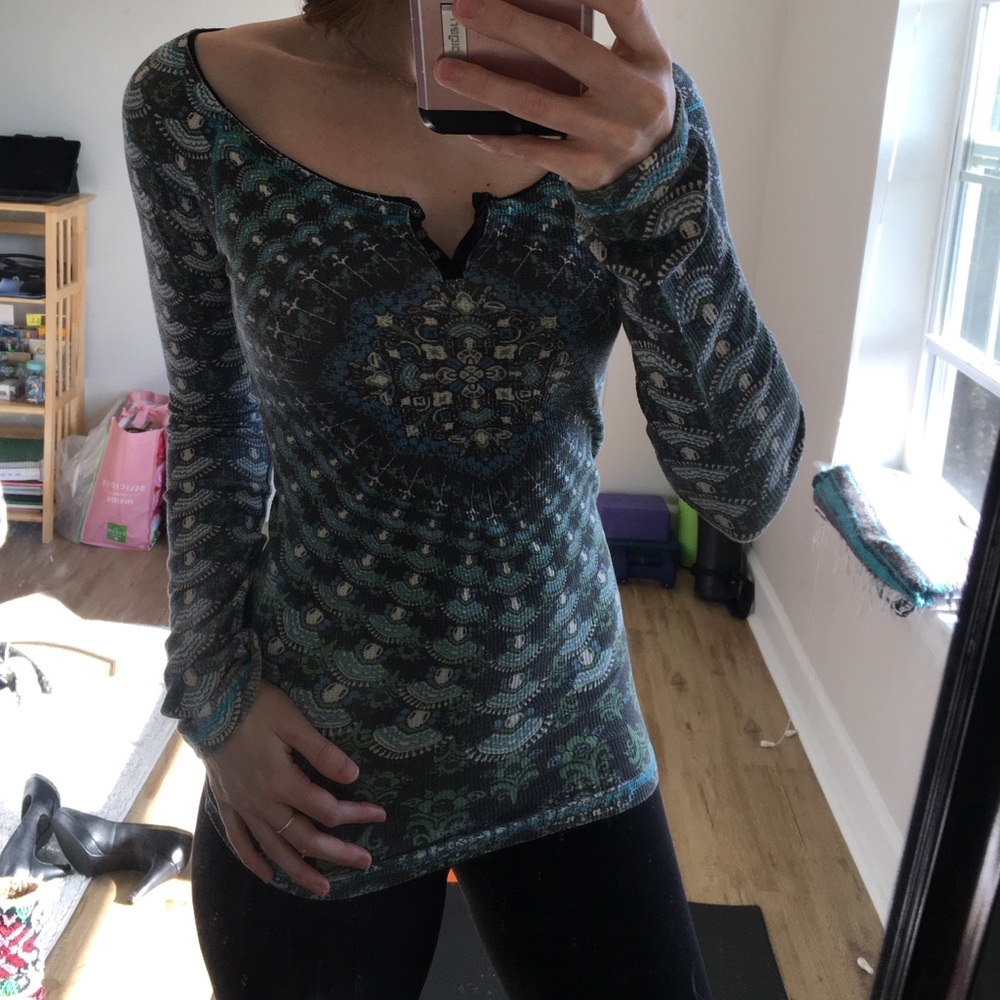 Free People long sleeve Thermal Waffle shirt